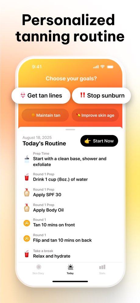 SunRay Tanning Routine app screenshot 2