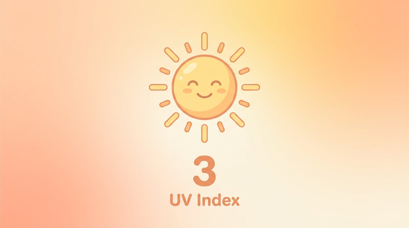 Girl relaxing outdoors in mild sunshine during a low UV index day
