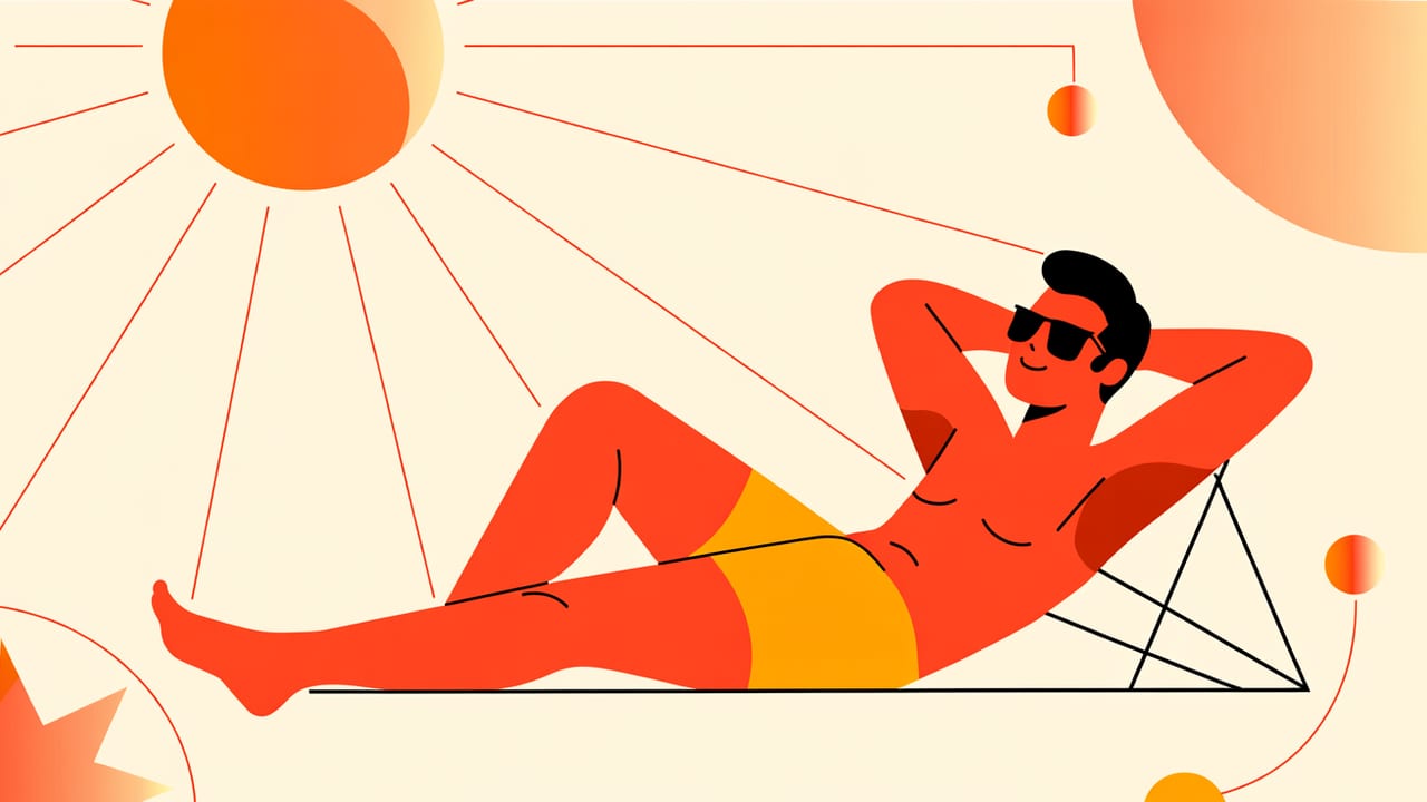 Person in sunglasses under bright sun with UV rays, illustrating the link between eyes, UV light and melanin